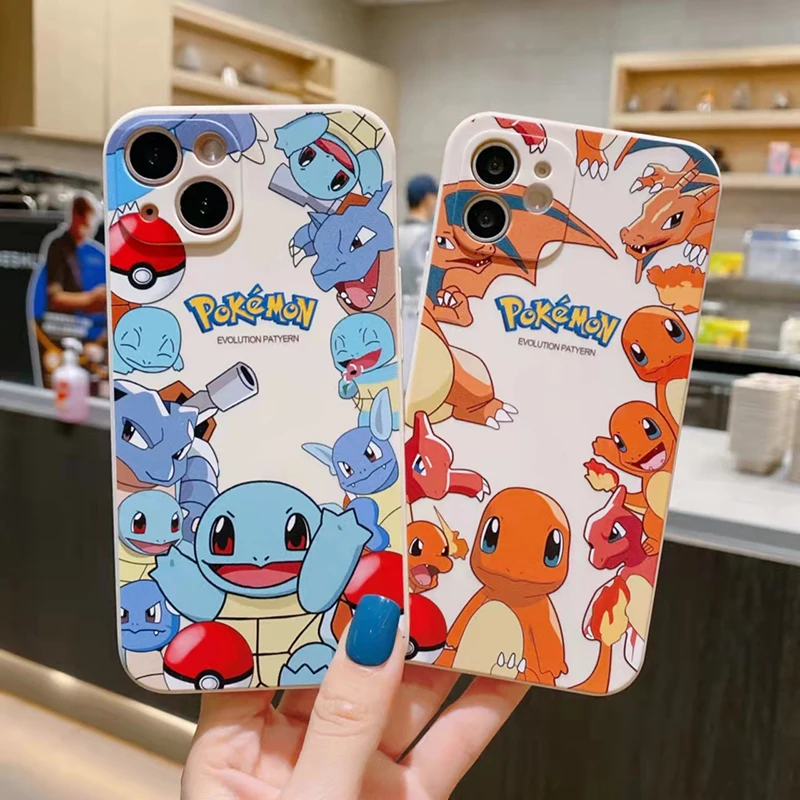 Чехол с покемоном Пикачу Дженни черепахой для iPhone 12 13 Pro Max Mini 11 X XR XS MAX SE2020 8 7 6 6S Plus