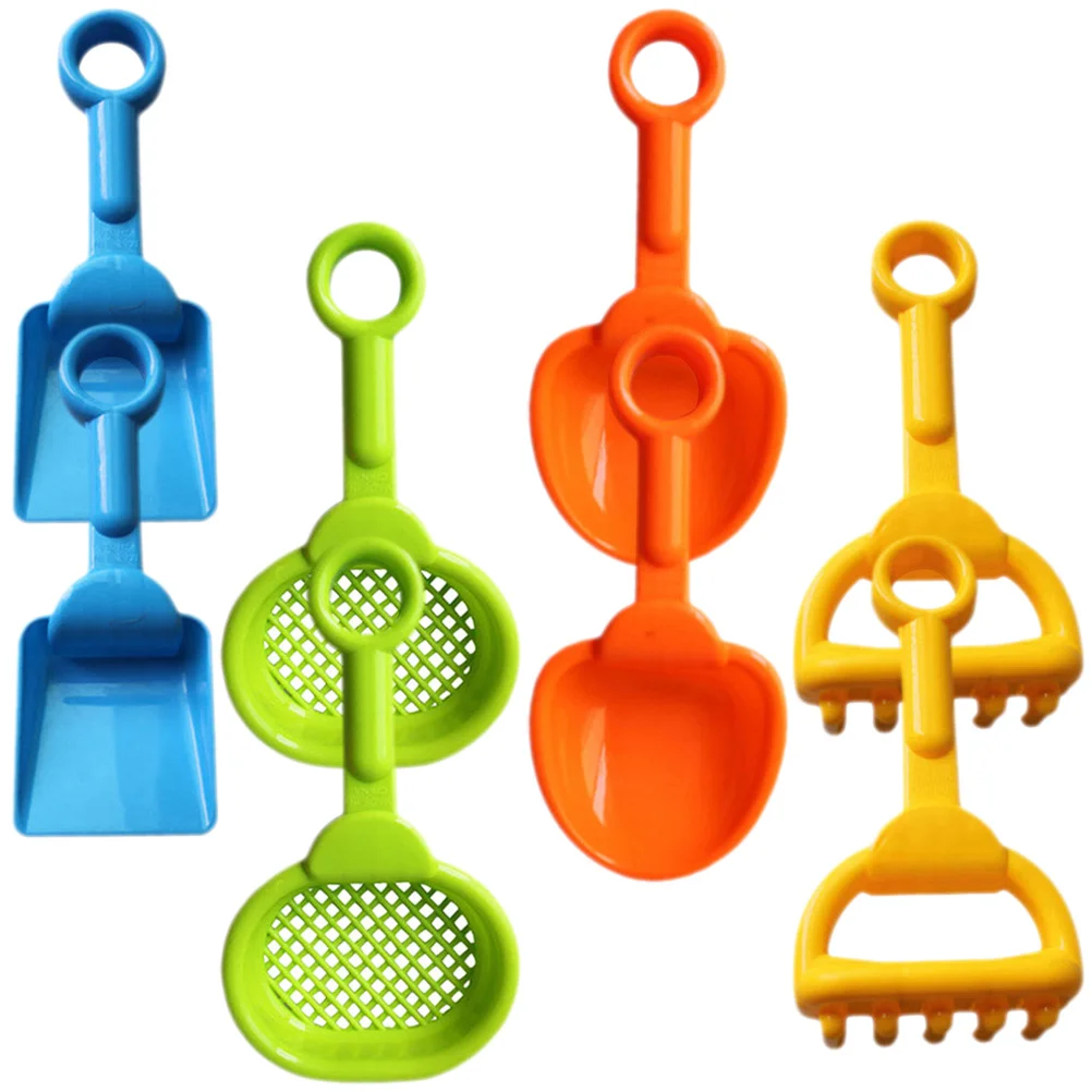 

8pcs Kids Use Beach Sand Shovels Set Portable Plastic Mini Shovels Plaything Beach Toy Supply
