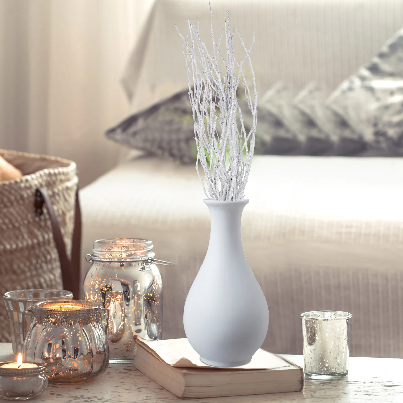 10 шт. 50 см сушеные ветки ветка дерева белые для украшения вазы декоративные