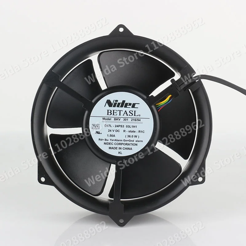 Фото Вентилятор охлаждения Nidec 170X170X50MM 24V 1.50A 17050 для серверного шкафа, 4-проводной, 17 см, D17L-24PS3 03L1H1/ BKV 301 216/94 №1