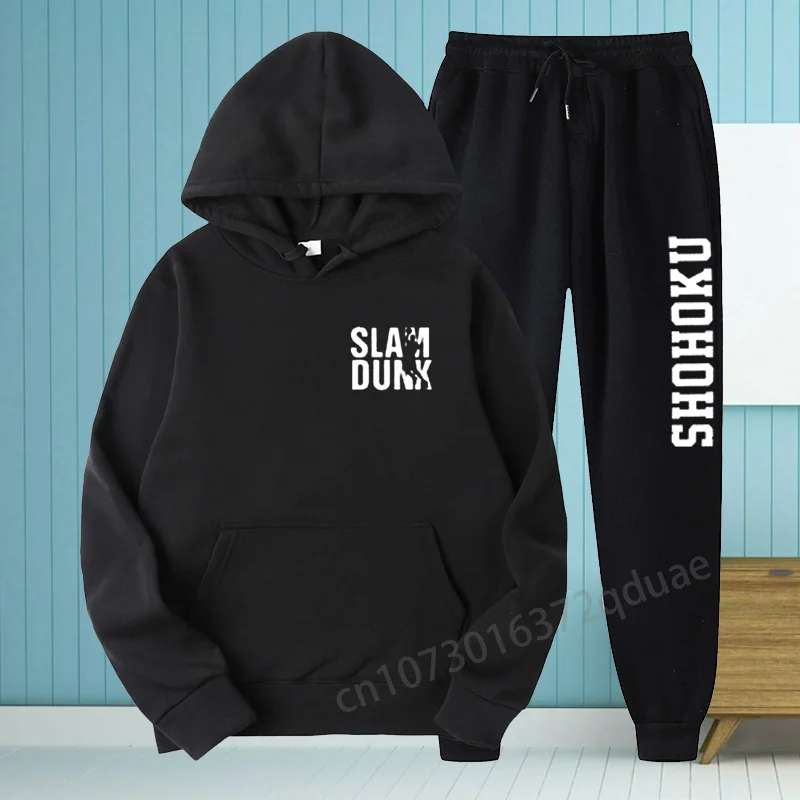 

Хлопковый флисовый спортивный костюм Slam Dunk, осенне-зимний свитшот, спортивные штаны, одежда, толстовка, костюмы унисекс с японским аниме принтом, 2 предмета