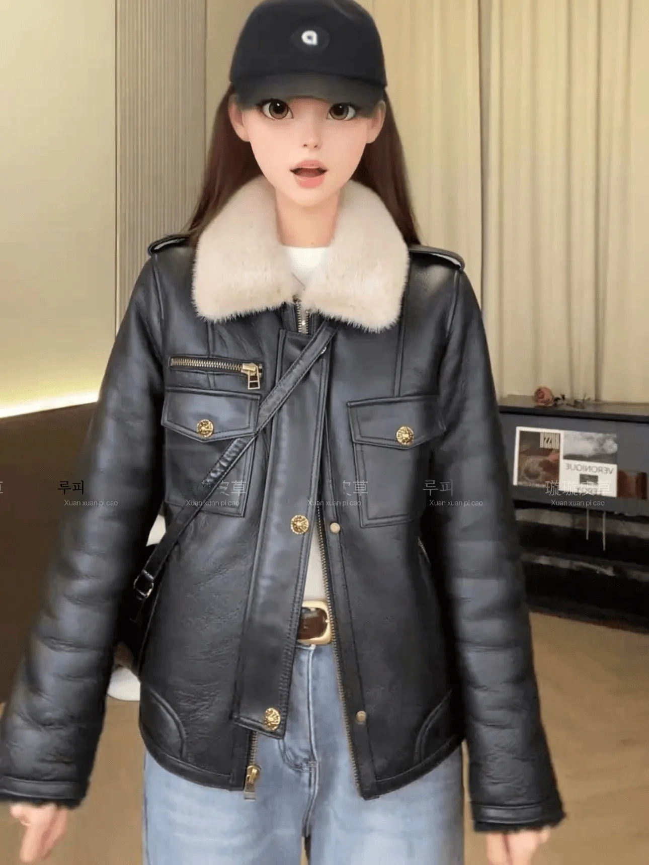 Haining 2024 зимняя новая меховая интегрированная верхняя одежда женская однобортная