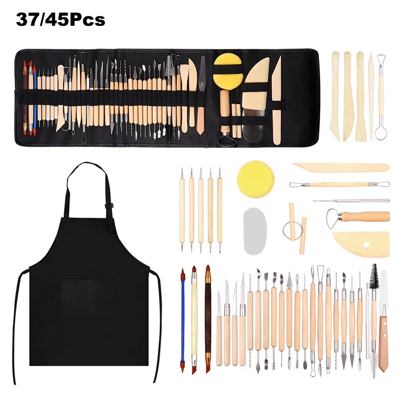

37/45Pcs Polymer Clay Tools Ball Stylus Dotting Tool Modeling Clay Sculpting Tools Set Rock Painting Kit Clay Sculpture Pottery