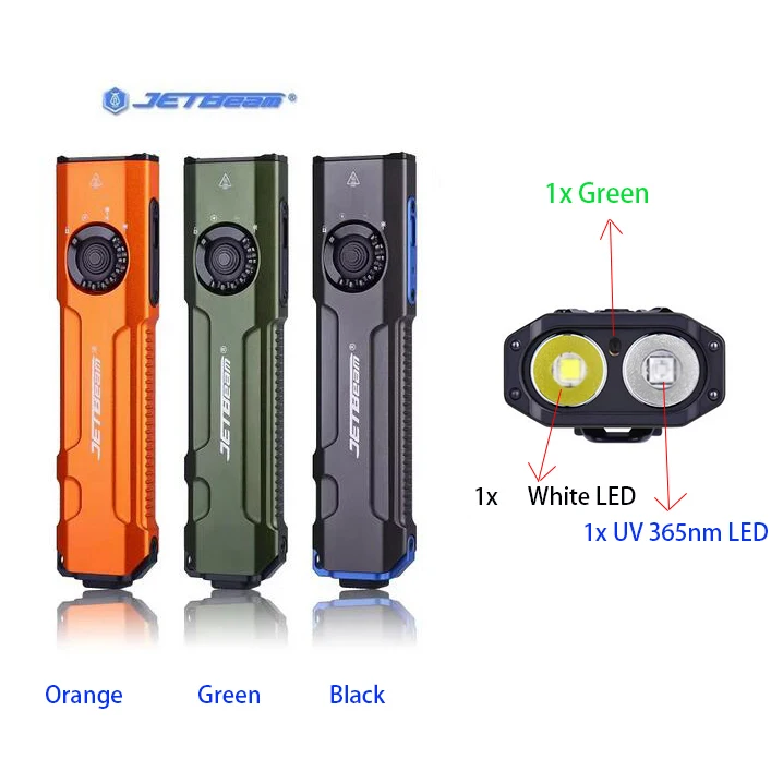 Фото Фонарь JETBEAM E26 3-в-1 (белый свет + УФ 365 нм + зеленый луч) EDC, 2000 люмен, перезаряжаемый через USB-C №1