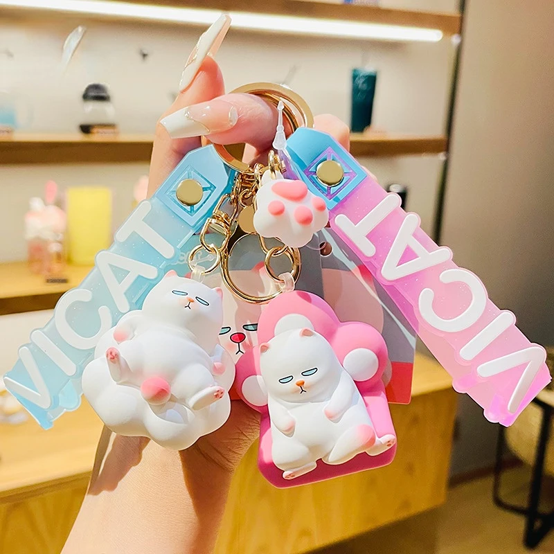 

Cute Japanese Cat Keychains Smart Phone Strap Lanyards for Car Keys Mobile Phone Charms Key Hang Rope Bag Decor Couples' Gifts
