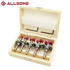Набор сверл ALLSOME Drillpro Forstner, комплект из 5 насадок 15 20 25 30 35 мм, для древесного шнека, шестигранный ключ, для деревообработки, кольцевая пила для электроинструментов