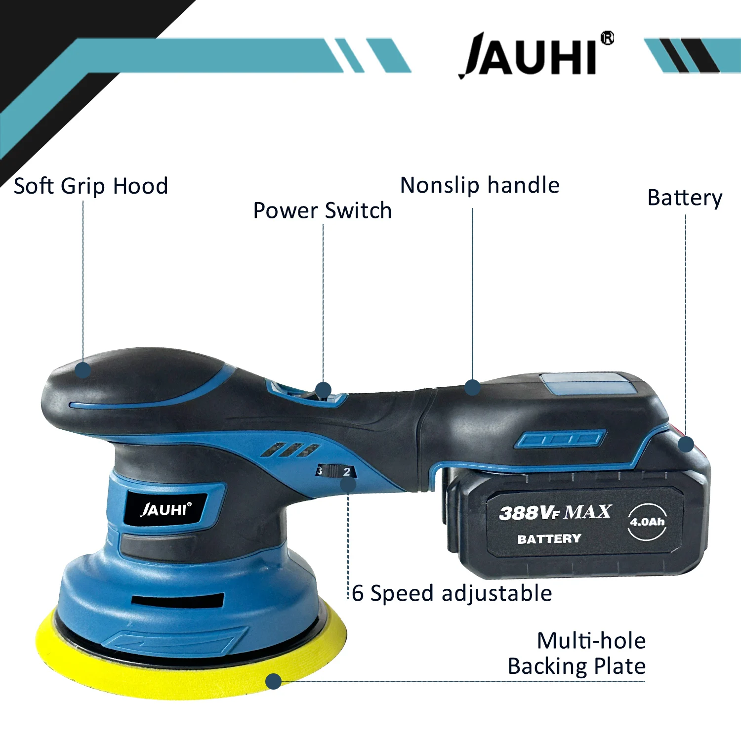 JAHUI 150 мм 7000 об/мин Беспроводная бесщеточная фотоэлектрическая 6-скоростная