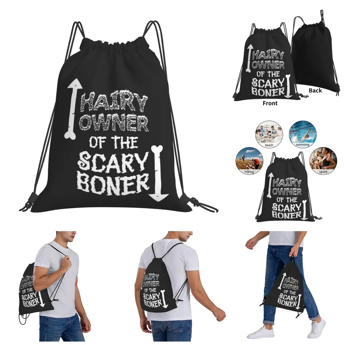 

Backpack Geek Drawstring Bags Gym Bag HAIRY OWNER OF THE SCARY BONER Essential Unique Knapsack