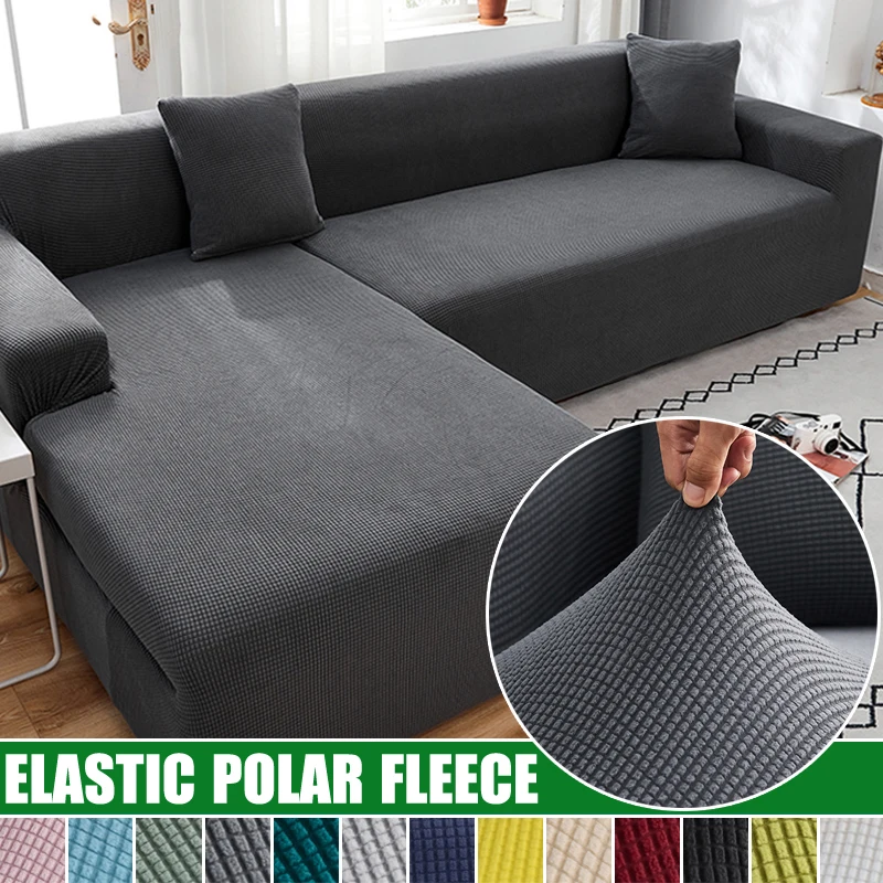 Elastic Polar Fleece Sofa Cover Slipcover for Living Room 1/2/3/4 Seater L-shaped Corner Chaise Longue Couch Covers |
