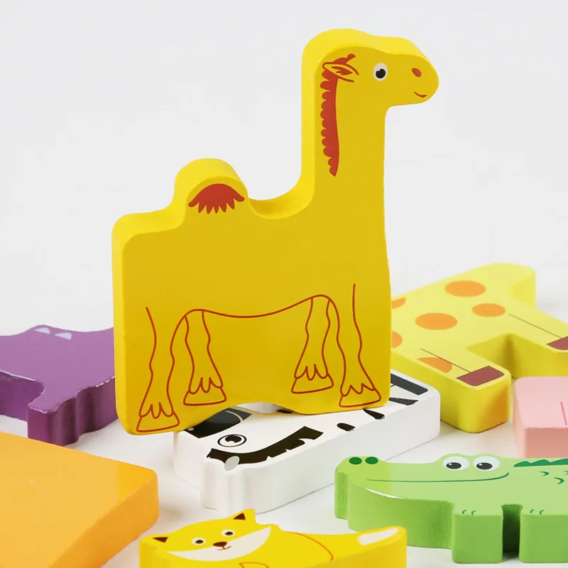 Геометрическая форма пазл раннее образование материал для детей Деревянный 3D