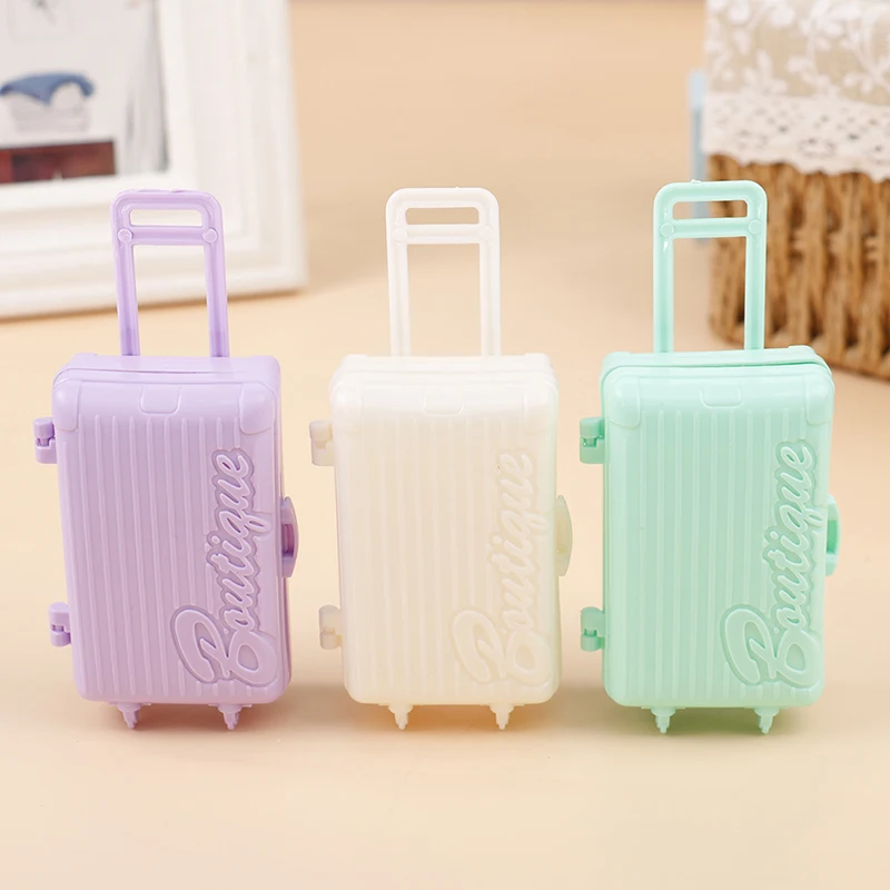 

1PCS New Dollhouse Miniature Plastic Suitcase Trunk Travel Toy Doll Accessories For Dolls Decoration Gift Toy Pull Box