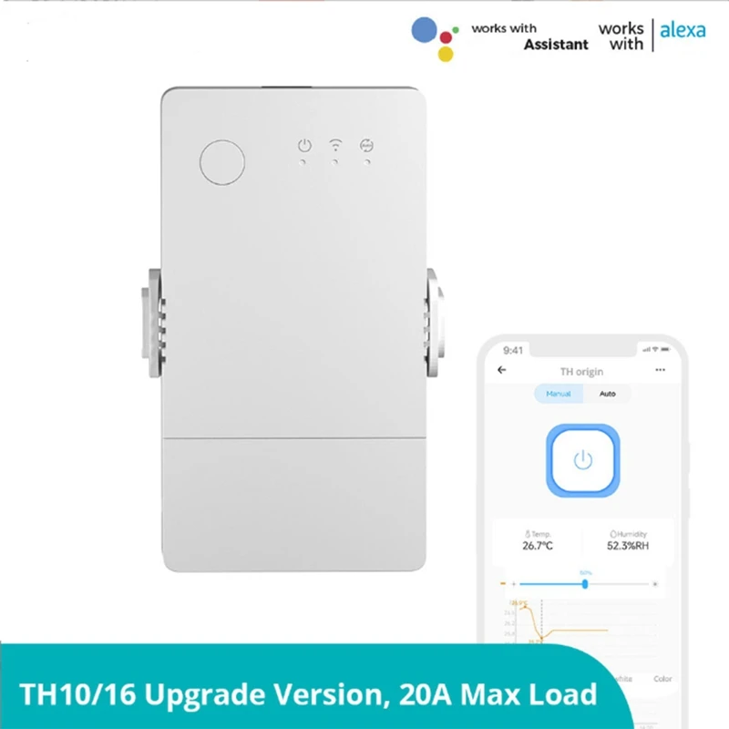 

Умный переключатель TH Origin с Wi-Fi и монитором температуры и влажности