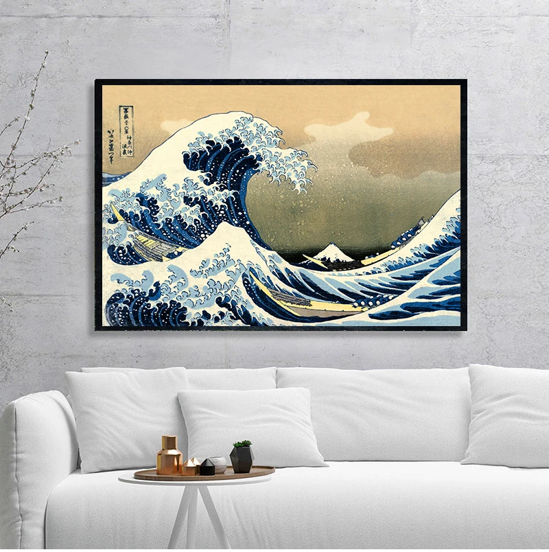 

The Great Wave of Kanagawa Ukiyoe Japanese Art Vintage Wall Canvas Print Famous Painting Living Room Decoration Picture