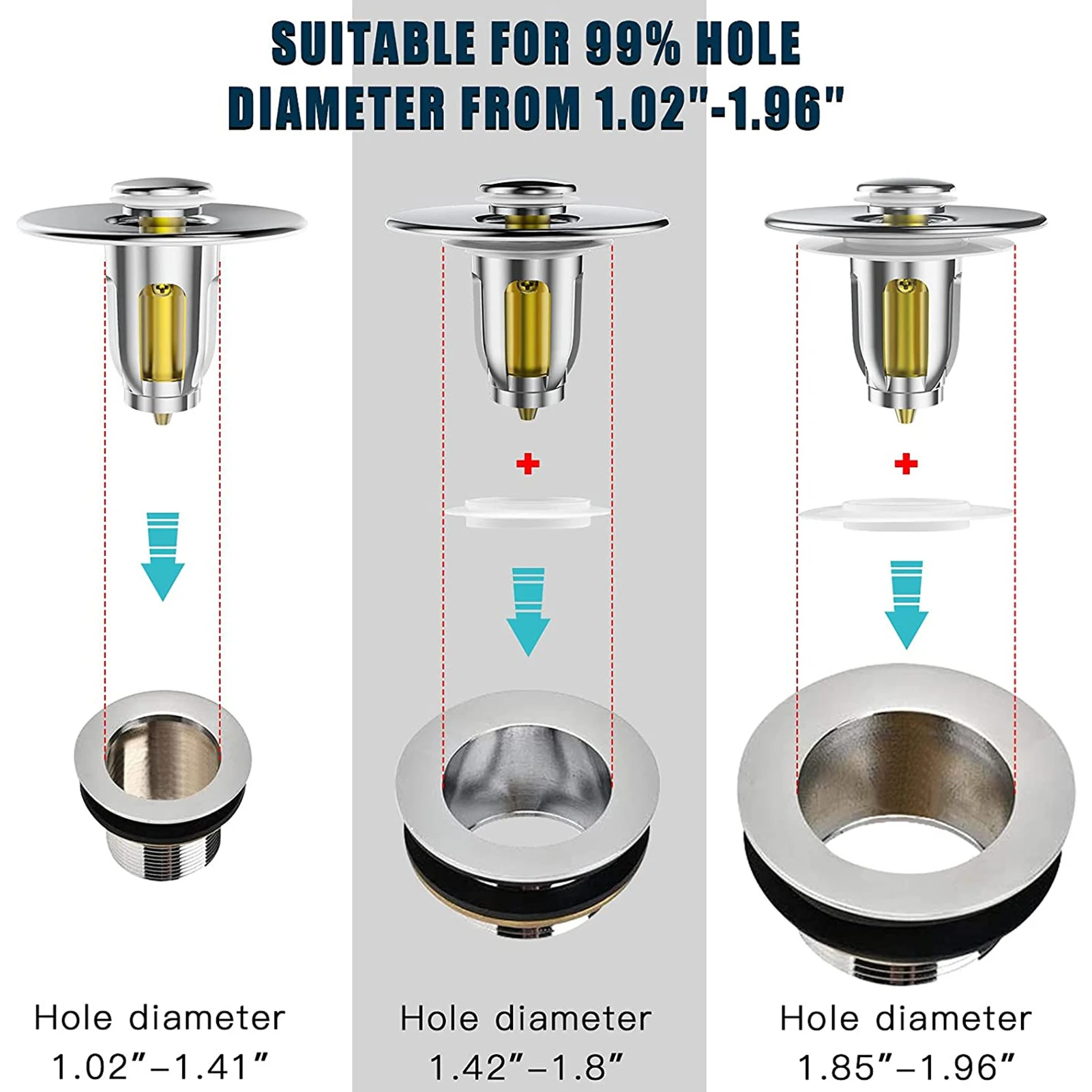 Universal Sink Stopper Stainless Steel Bullet Core Push Type Basin Pop-up Drain Filter With Basket Anti-clogging Plug | Обустройство