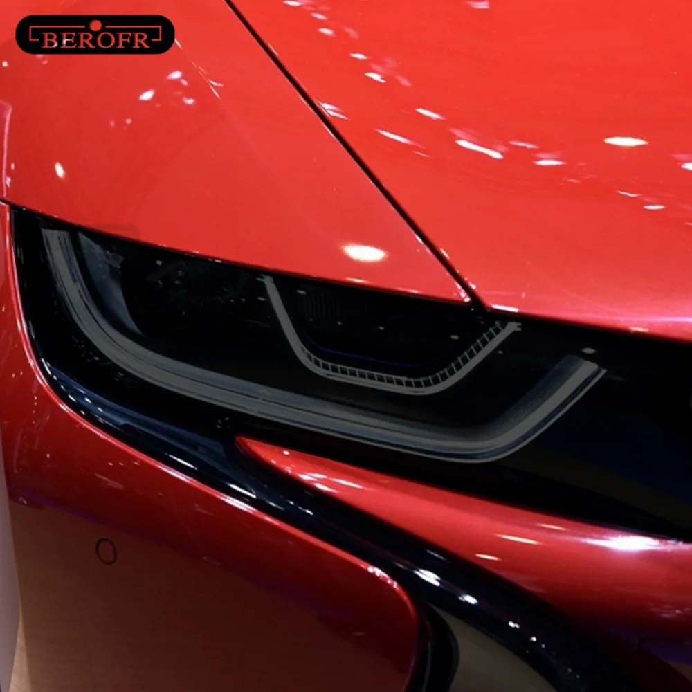 2 шт. для автомобильных фар BMW i8 2014-2020 прозрачный тонировка из ТПУ черная