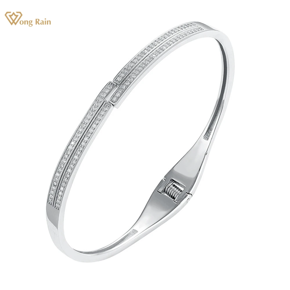

Wong Rain 100% 925 Sterling Silver VVS1 3EX Pass Test Diamonds Gemstone Real Moissanite Sparkling Women Bangle Fine Jewelry Gift