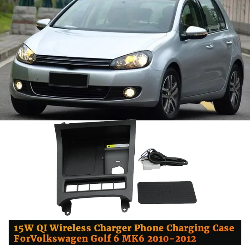 Автомобильное беспроводное зарядное устройство QI для телефона VW Golf 6 MK6 Sagita Scirocco