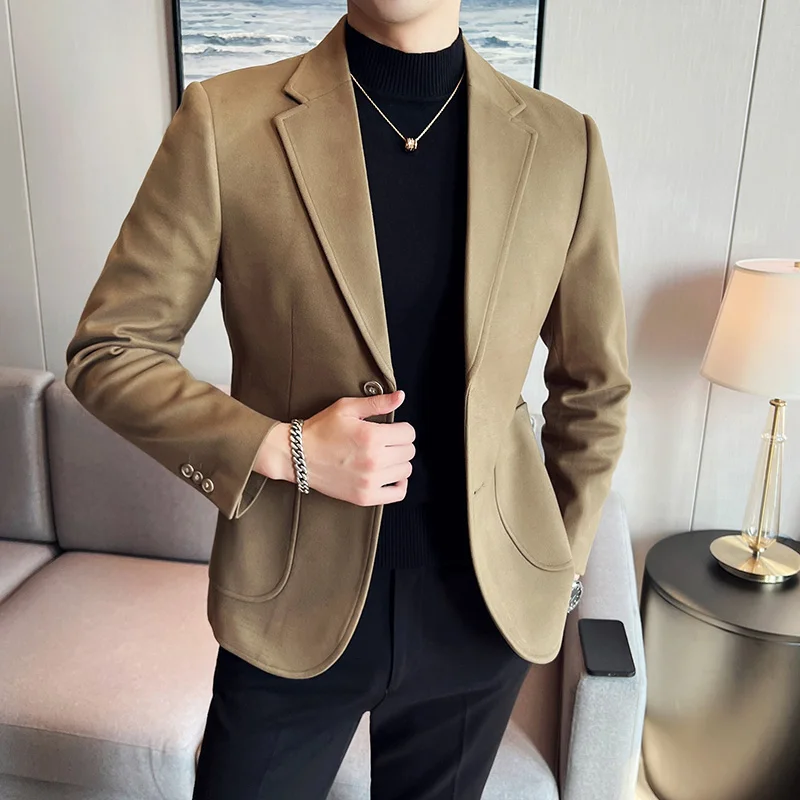 

Новинка, мужские блейзеры, приталенные костюмы для мужчин, деловое официальное пальто, мужской свадебный костюм, куртки, мужской модный Бле...