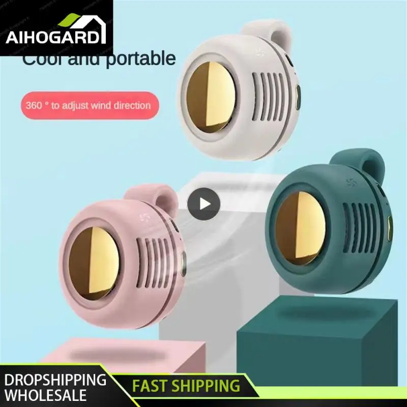 

Cute Waist Fan Mute Long Endurance Leafless Mini Button Fan Portable Large Battery Capacity Cooling Fans Air Cooler 60 Blades