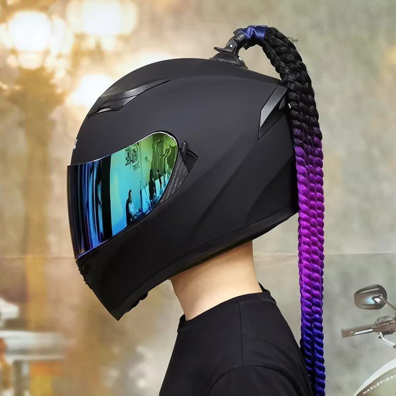 Suitable for  electric motorcycle helmet full cover double mirror running helmet personalized tail enlarge