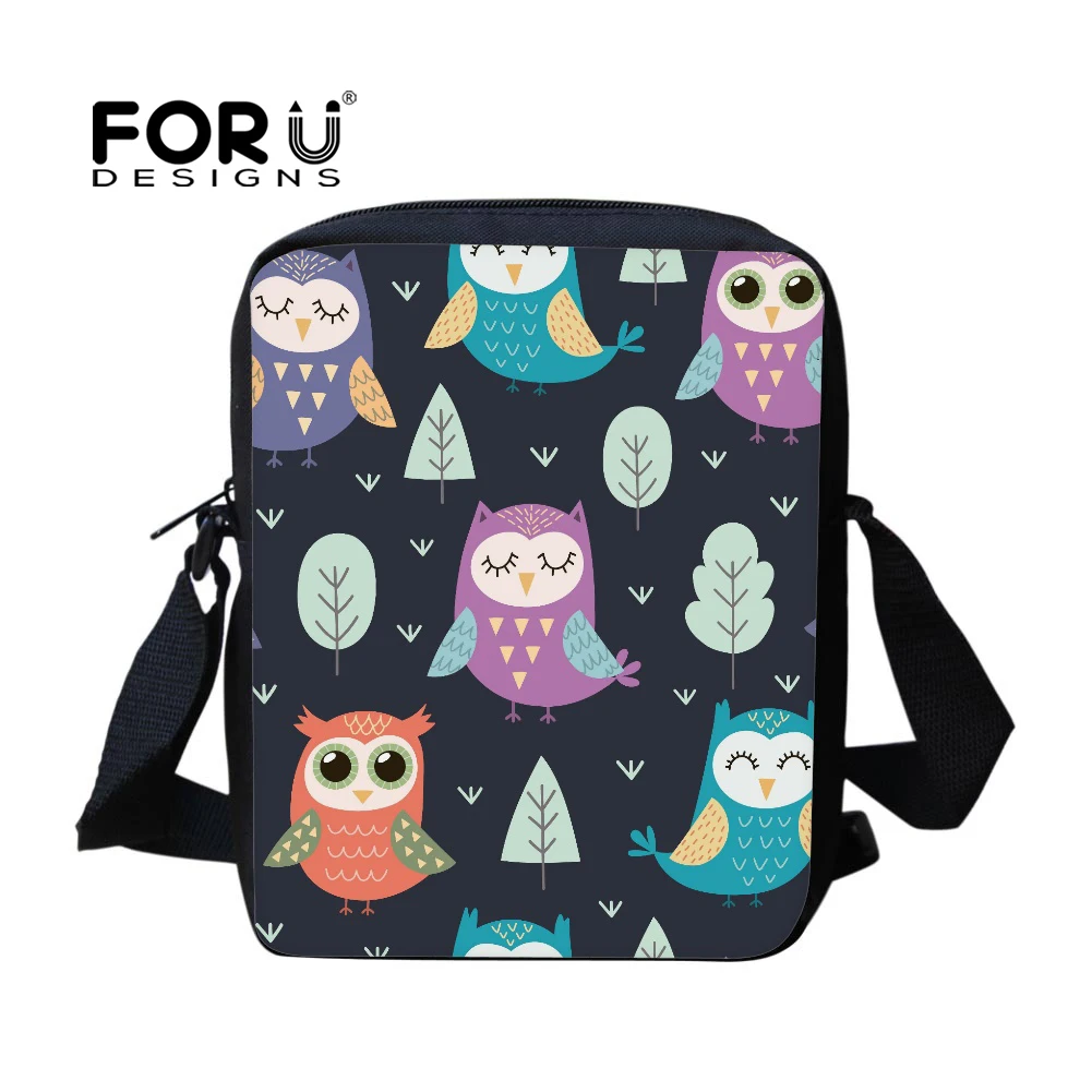 

FORUDESIGNS Cute Cartoon Owl 3D Printing Ladies Sling Bag Causal Female Single Shoulder Bag Portable Travellers Women Tote Bag