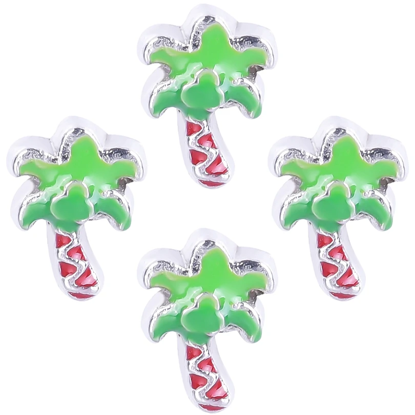 20Pcs/Lot Enamel Green Plant Coconut Tree Floating Charms For Memory Relicario Photo Locket Necklaces Jewelry Ornament Wholesale | Украшения