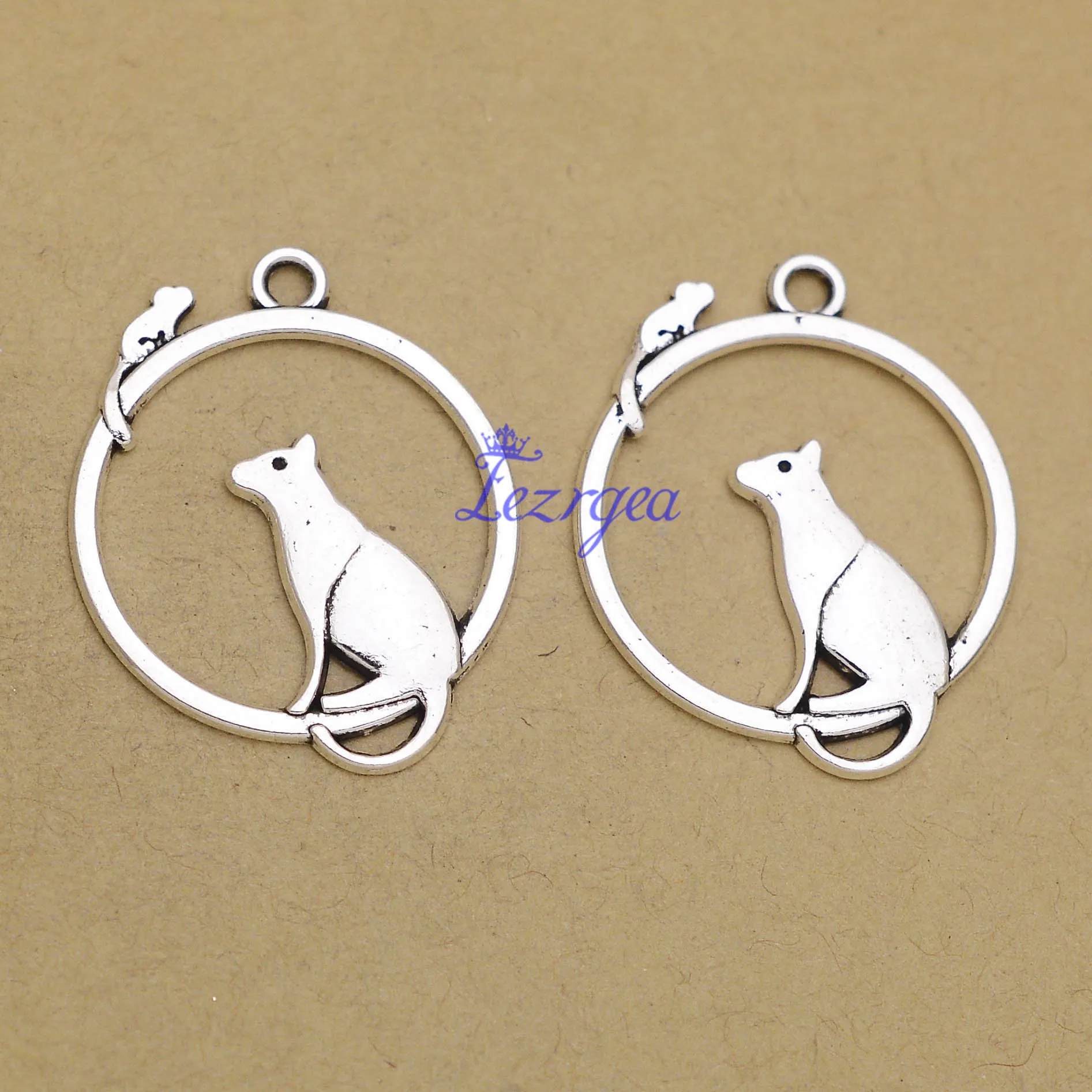 

Подвеска в виде кошки и мыши с покрытием антикварным серебром, ожерелье «сделай сам», принадлежности для изготовления ювелирных изделий, аксессуары, 20 шт./лот, 31x26 мм