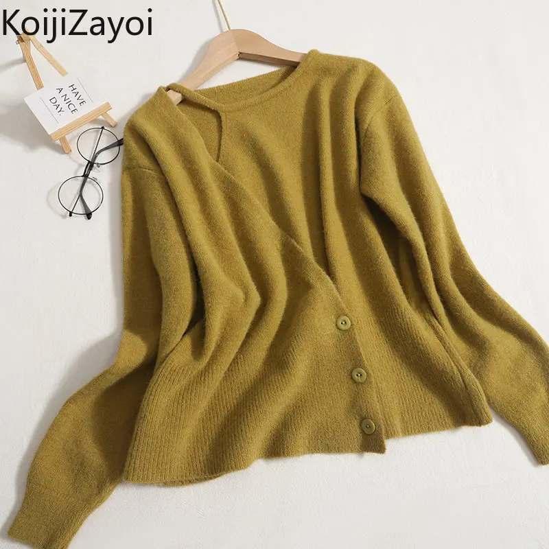

Женский Однотонный свитер Koijizayoi, Модный женский пуловер на осень и зиму, повседневные свободные однотонные Джемперы для студентов, вязаные ...