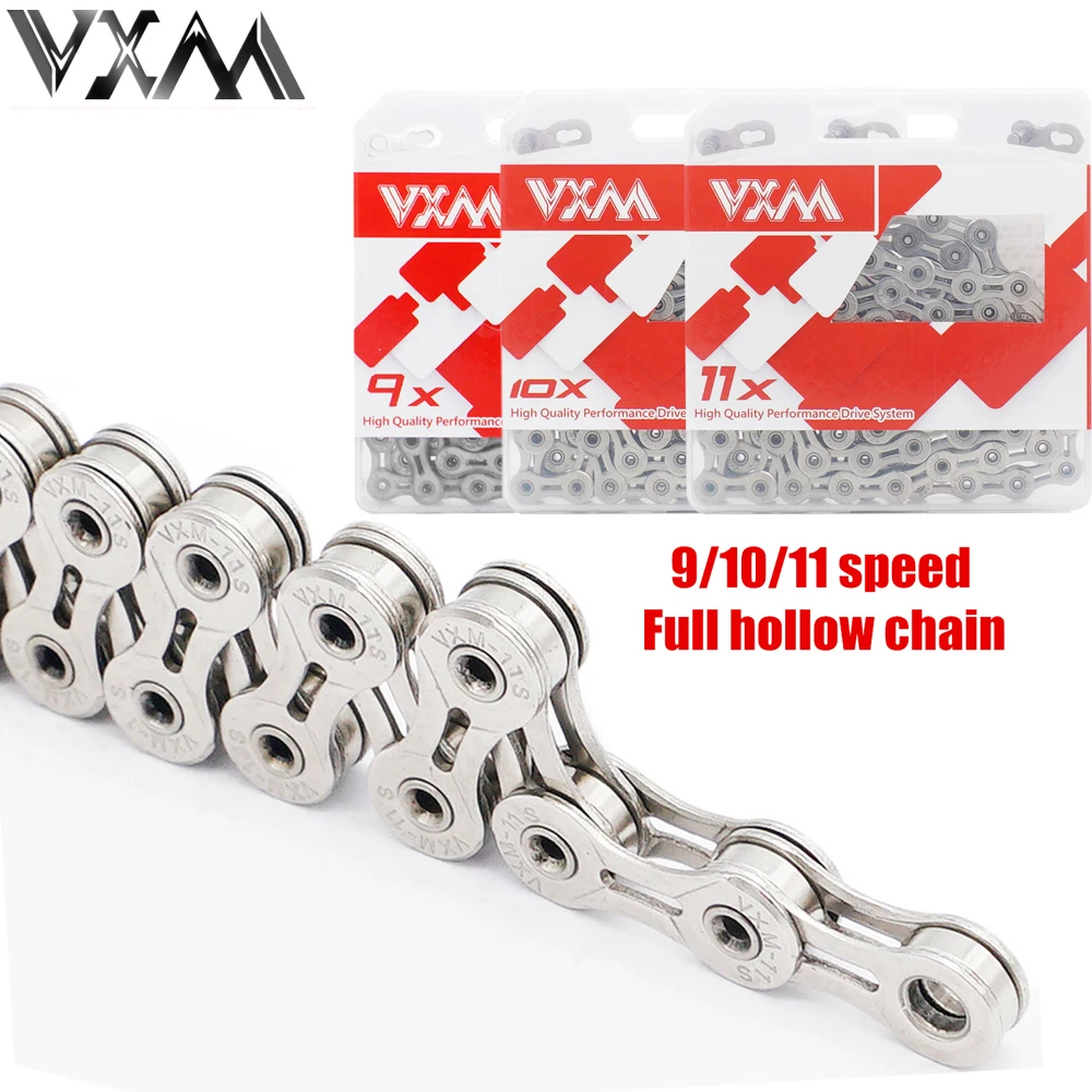 

Bicycle Chains 9 10 11 Speed MTB Road Bike Chain 116 Links 9X/10X/11X Ultra Light General Variable Speed Mountain Bike Chains