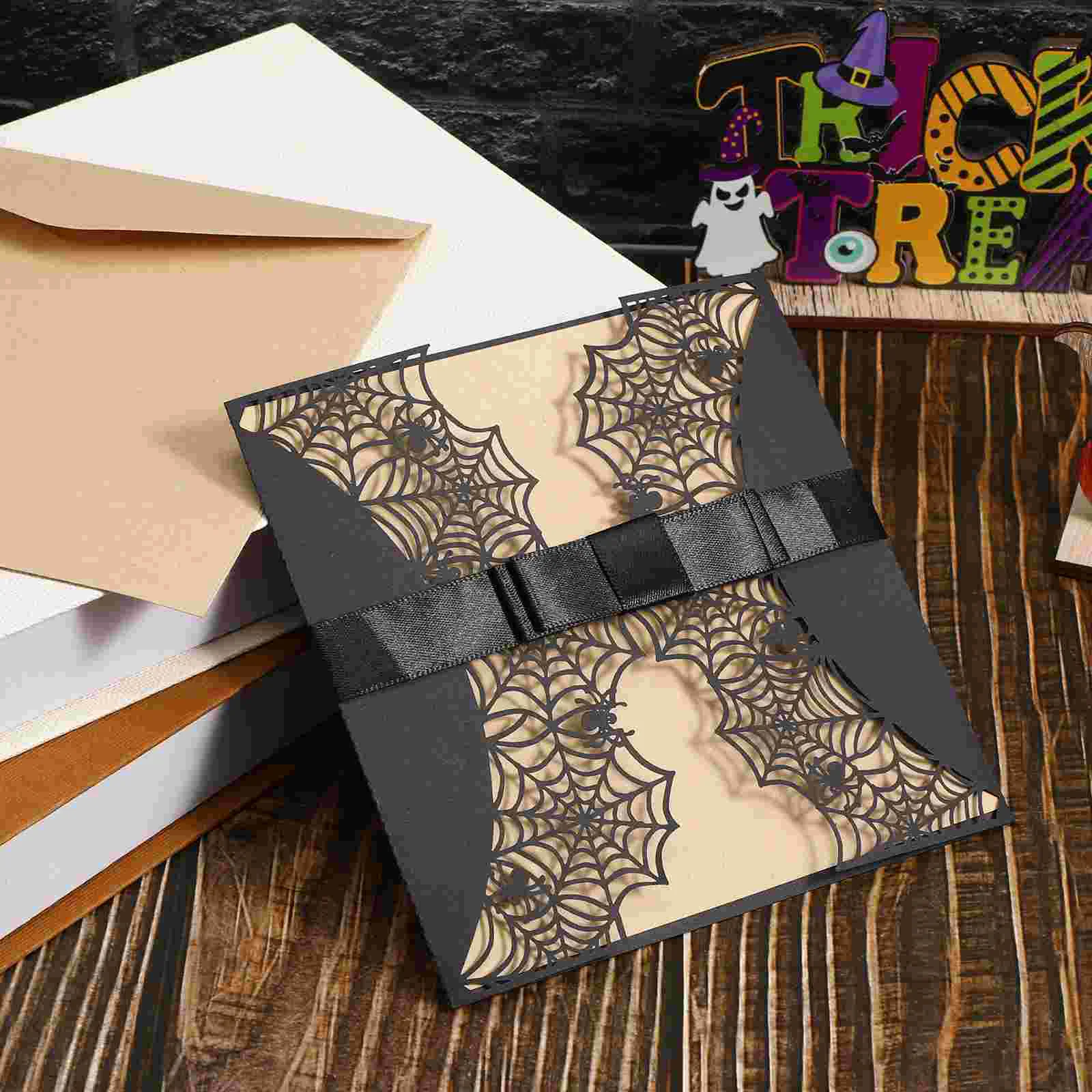 10 шт. пригласительные открытки на Хэллоуин с бантом осенние украшения для дома