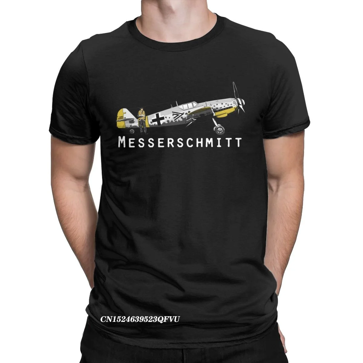 

Funny Messerschmitt BF 109 Tee Shirt For Men Cotton Tops T Shirts Fighter Plane WW2 War Pilot Aircraft Airplane Tees Clothing