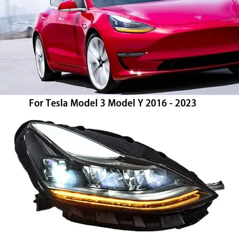 Светодиодная фара с задними фонарями для Tesla Model 3 Model Y 2018-2022, обновленная светодиодная фара DRL, динамическая сигнальная лампа, налобная лампа