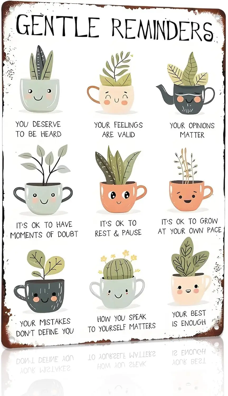 Нежные средства Motvtonl Tn Metl Sgn Plque с милыми растениями в горшках Desgn многоцелевые Wll