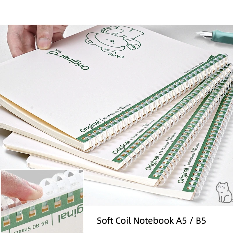 

60/80sheets Inner Pages A5/b5 Original Soft Cover Coil Loose-leaf Notebook For Students Office