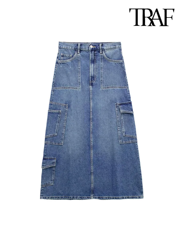 

Юбка-карго женская джинсовая средней длины, с боковыми карманами