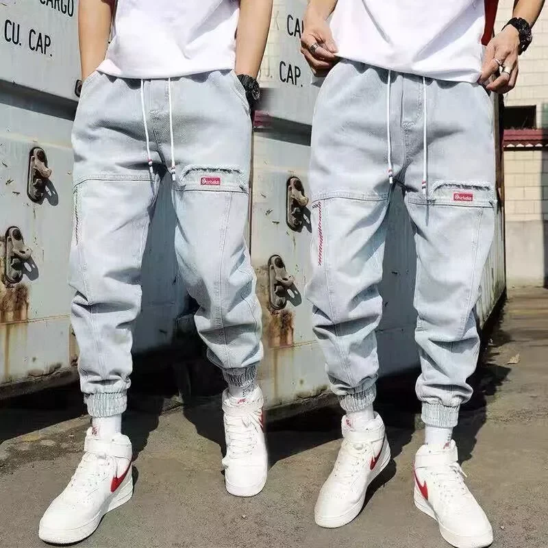 2022New New Streetwear Hip Hop Cargo Pants Men's jeans Cargo Pants Elastic Harun pants Joggers Pants In Autumn and Spring Me