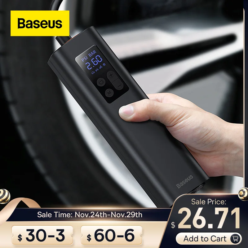 Baseus Inflator Pump 12V Portable Car Air Compressor for Motorcycles Bicycle Boat Tyre Inflator Digital Auto Inflatable Air Pump