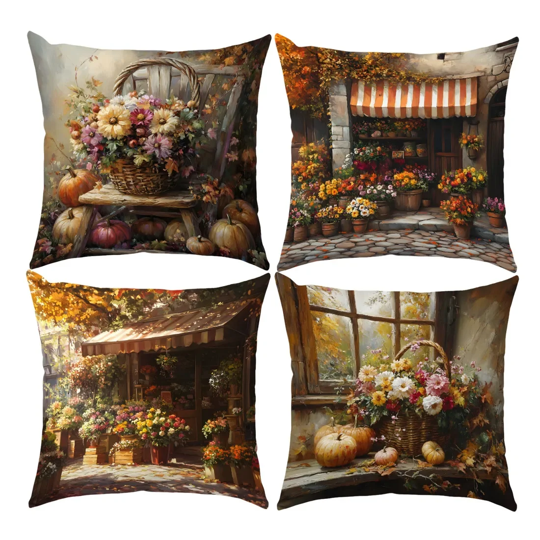 

Осенний чехол для подушки 45 см, цветок и тыква