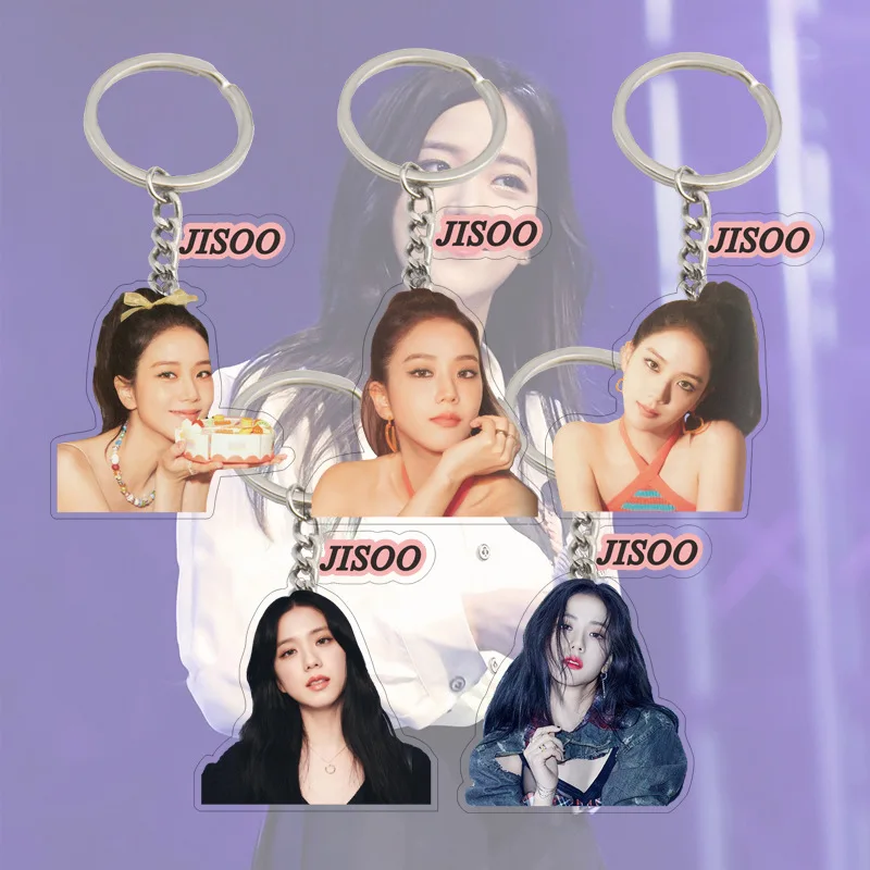 Фото KPOP Idols JISOO акриловые брелки высокого качества INS стиль двухсторонняя печать брелоки рюкзак подвески украшения фанаты подарки №1