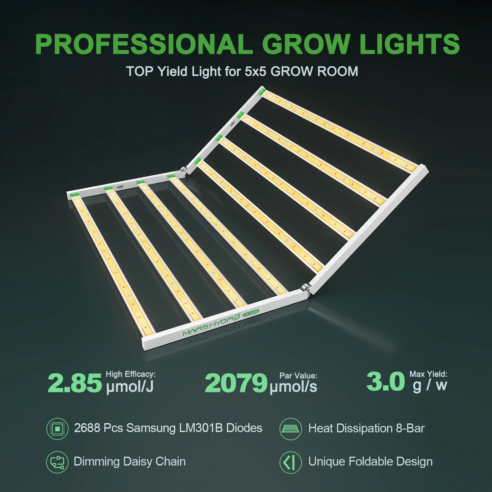 Светодиодная лампа Mars Hydro FC 3000 4800 Sunlike для выращивания растений приглушаемая