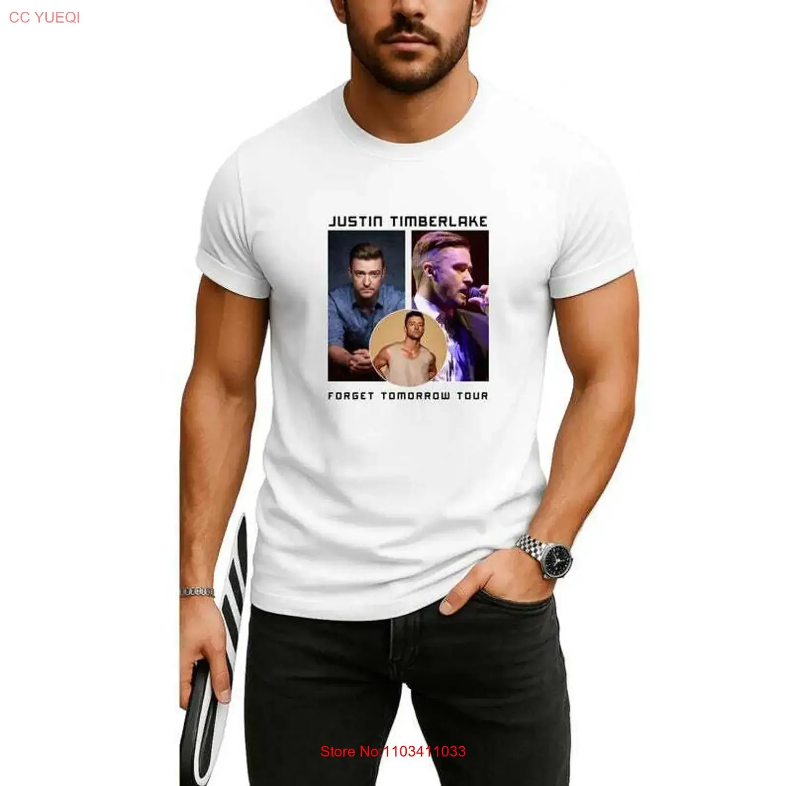 Фото Футболка Justin Timberlake Tour 2025 Forget Tomorrow World Ti, винтажная, мягкая, дышащая, универсальная дизайнерская одежда унисекс №1