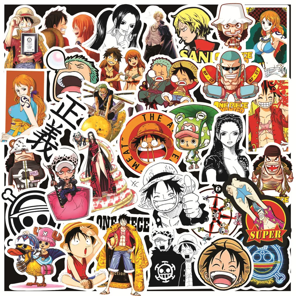 

New 50 Pcs Anime One Piece Album Scrapbook Waterproof Decoration Stickers DIY Handmade Gift Scrapbooking for Children's Gift Toy