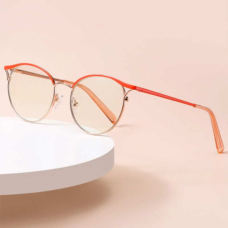 

Women New 2022 Blue Light Blocking Glasses Frame with Recipe Optical Eyewear Woman Eyeglasses Prescription Female Alloy Fashion