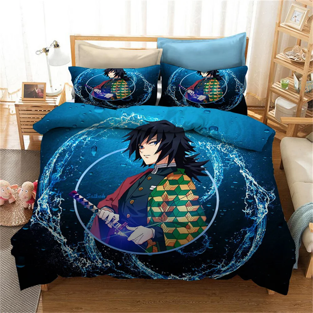

Demon Slayer Bedding Set Duvet Covers Japan Anime 3D Printed Comforter Bedding Set Bedclothes Bed Linen(NO sheet)