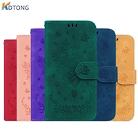 cute rose butterfly embossed leather flip phone case for galaxy a23 a13 a73 a53 a33 m53 m52 m33 m23 f23 a03 core wallet cover
