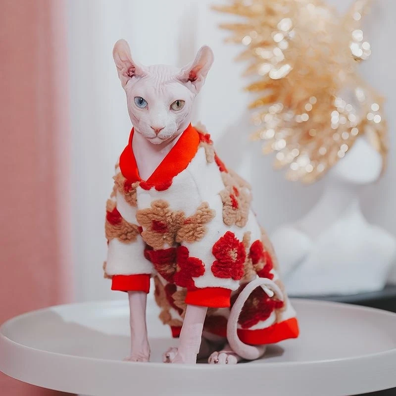 

Cats Clothing Sphynx Cat Cotton Thick Coat Hairless Cat Baseball uniform Warm Jacket for Kittens Dogs Winter Soft for Devon Rex