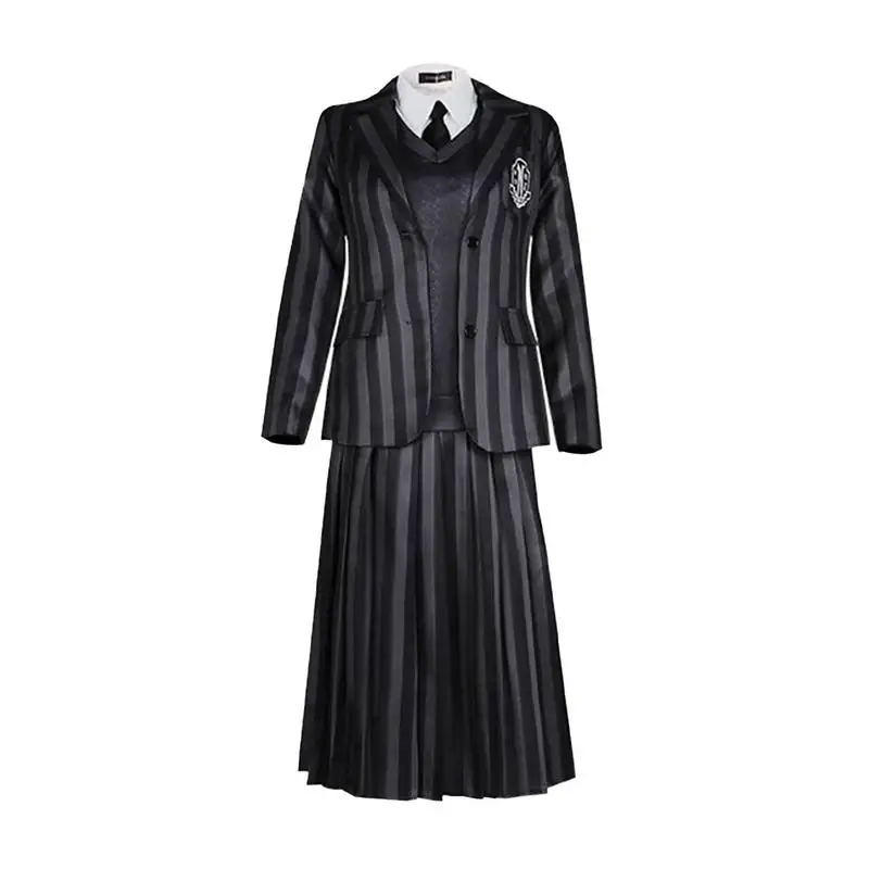 

Cosplay Costumes For Wednesdays Addams Movie TV Series School Girl Nevermore Uniforms Suit Set Of 6 College Uniform Party