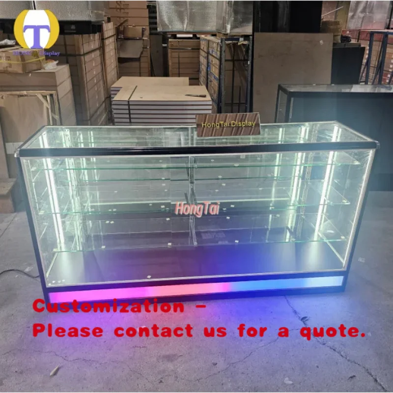 Фото Витрина для табачных изделий custom.Guangzhou HongTai 2026: Новая модель со стеклянным дисплеем и красочной LED-подсветкой №1