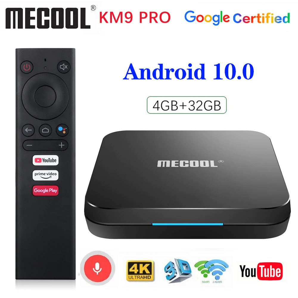 ТВ-приставка MECOOL KM9 PRO 4 Гб 32 ГБ 2 16 Android TV Google Сертифицированный KM3 A tv 10 64 Amlogic S905X2 4K