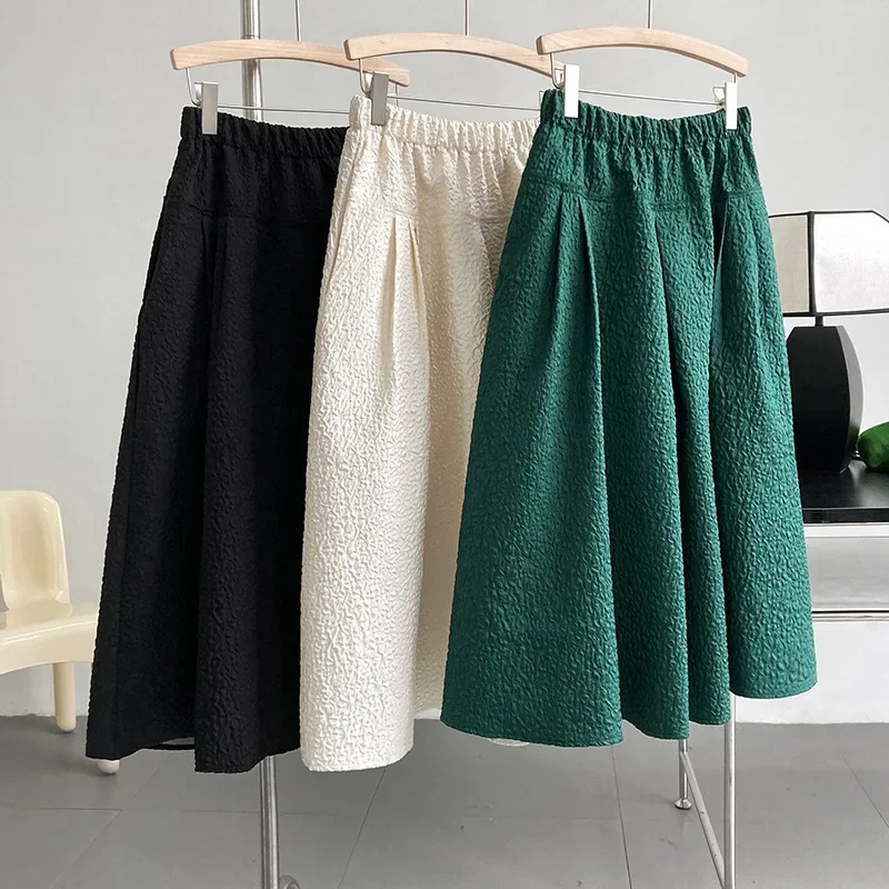 Юбка женская Kuzuwata жаккардовая однотонная универсальная с высокой талией